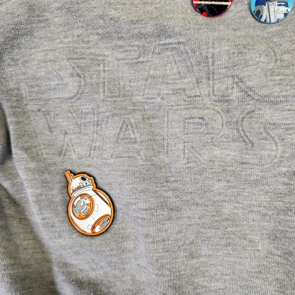 Disney Store Star Wars Kids Sweatshirt Grey‎ Black Quilted Puffer Sleeve Size 3